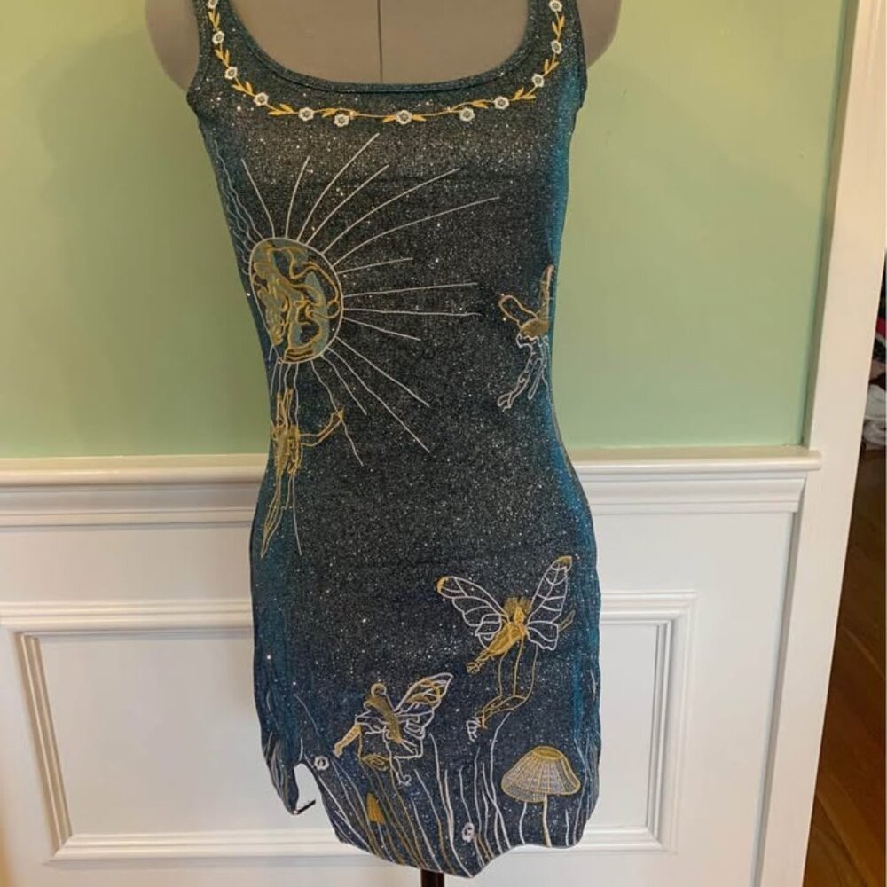 Gorgeous Celestial Midnight Shimmer Mini Dress